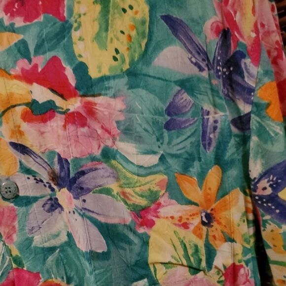 Vtg. Jams World Tiger Lily Aloha Shirt Short Set L - Picture 5 of 12
